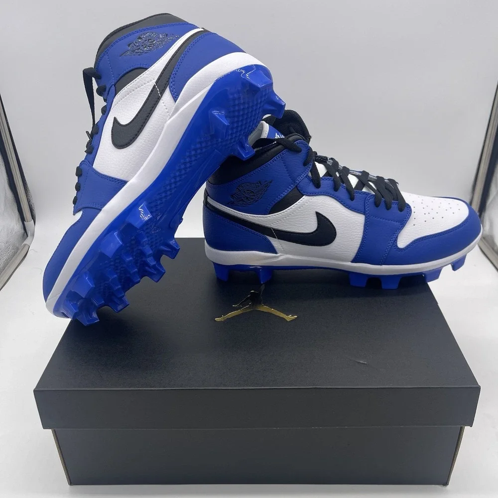 Air Jordan 1‎ Retro MCS Baseball Cleats Blue Black White AV5354-411 Men's 10.5